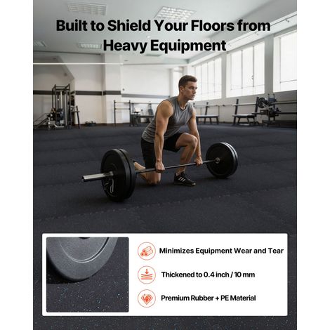Tapis de sol puzzle sport 24 pièces, 61x61x1 cm, mousse EVA densité haute, dalles caoutchouc emboîtables, protection sol points bleus home gym bureau (1/5)