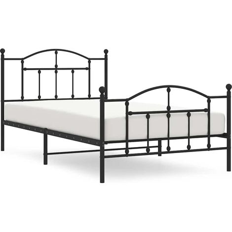 Lit simple，Lit adulte，Cadre de lit métal sans matelas et pied de lit noir 100x200 cm CFW1056965 (1/5)