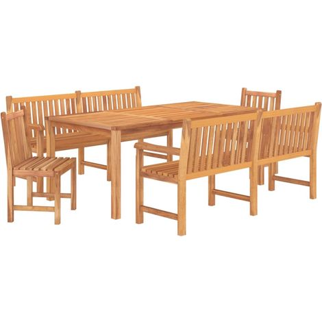 Set da pranzo per mobili da giardino mobili da esterno 5 pezzi in legno massello di teak 020014297