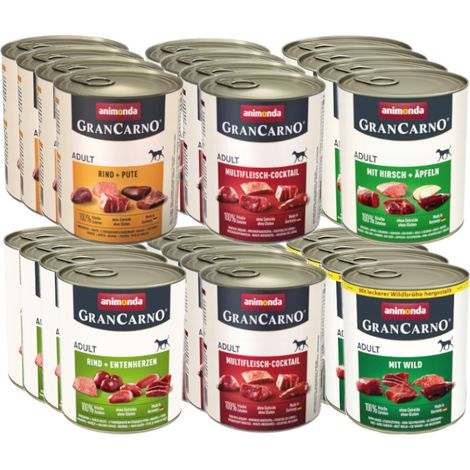 Aliment humide pour chien Animonda GranCarno Adulte Mélange de saveurs 24 x 800 g (1/2)