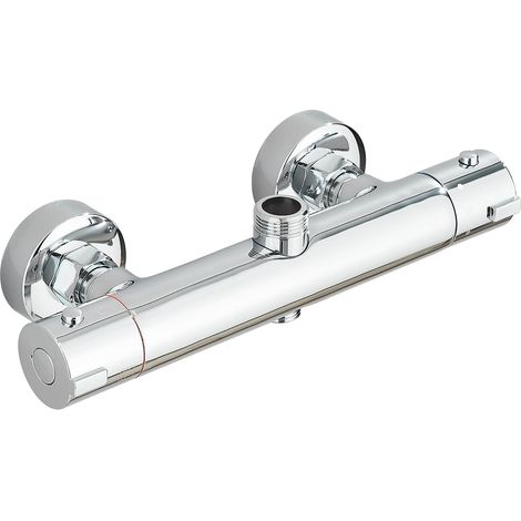 Thermostatic Shower Mixer Tap, Thermostatic Shower Tap with 38°C Safe Button, Anti-Scald Shower Mixer Tap Spacing 150 mm, Connection G 1/2 and G 3/4 Chrome (1/5)