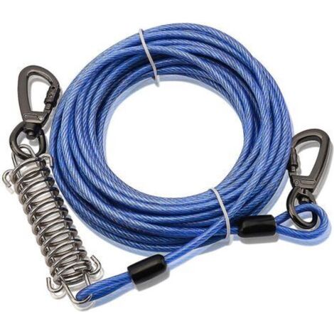 ALLIANDISLaisse de jardin pour chien, grande laisse pour chien - bleue - 6 mm x 9,75 mètres