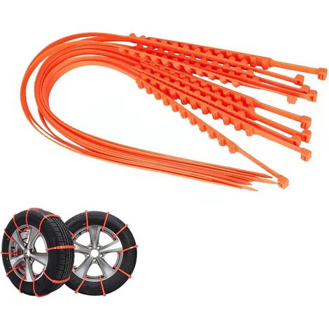 Wiederverwendbare Schneeketten für Autos, rutschfeste Kabelbinder für Schneeketten, verstellbare Notfall für Reifen, Schnee- und Schlammketten (40pcs) (1/4)