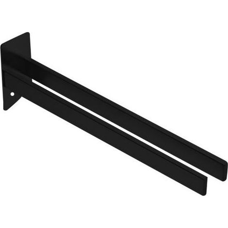 Black Double Arm Swivel Towel Rack, Stainless Steel Wall Mounted Bathroom Towel Holder with Drilling (1/4)