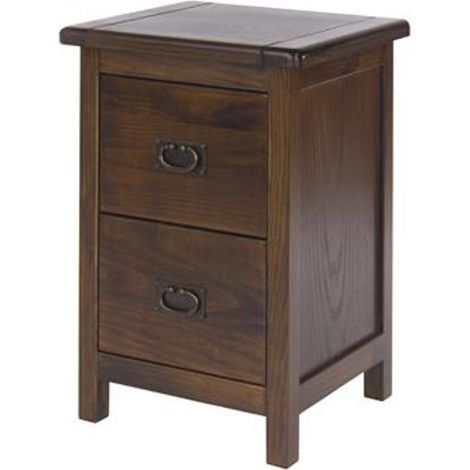 Boston Handcrafted Lacquered 2 Drawer Petite Bedside Cabinet - Pine - 36 x 32 x 53 cm - Dark Brown