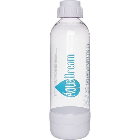 Bouteille pour saturateur - ORION - 1,1 l - 27 cm hauteur - 8,5 cm diamètre - Plastique transparent - Blanche (1/2)