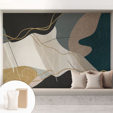 Papier peint intissé avec imprimé pour décoration intérieure pour rénovation a motif - Colle incluse gratuite Formes abstraites 208x146 cm (1/5)
