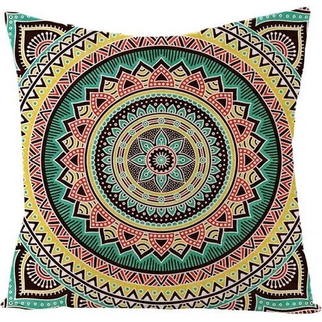 Taie D'oreiller - Coton Lin - Double Face - Pour Canapé Fauteuil Lit Voiture Intérieur Extérieur - 40x40 cm (1/5)