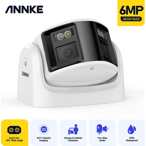 ANNKE PoE Security Camera 6 MP Panoramic 180°Fixed Turret Network Camera Surveillance Cam Two Way Audio IP Camera (1/5)