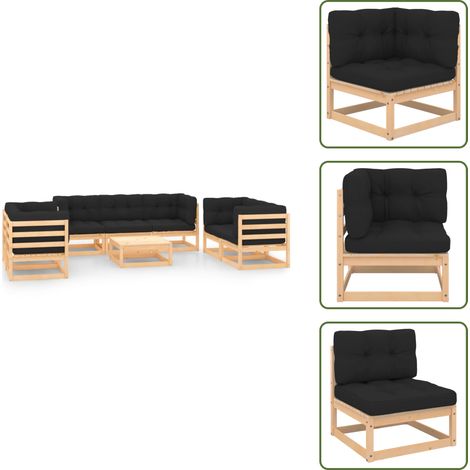8-tlg. Garten-Lounge-Set mit Kissen Massivholz Kiefer - Gartensofa - Lounge Möbel - Rattan Gartenmöbel - Outdoor Furniture - Kiefernholzmöbel (1/5)