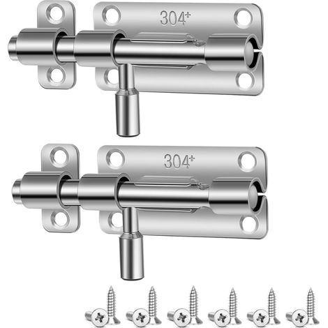 2 Pièces Loquet Porte, 304 Targette en Acier Inoxydable, Verrou Porte Interieure avec Trou pour Cadenas, Verrou Porte Coulissante, Épaissi Targette de Porte pour Portail de Jardin, Cabanon, Fenêtres (1/5)