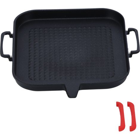 Gril antiadhésif portable et multifonctionnel, idéal pour la maison, les restaurants et les espaces extérieurs (plaque de cuisson à induction Diamond avec double poignée). (1/5)