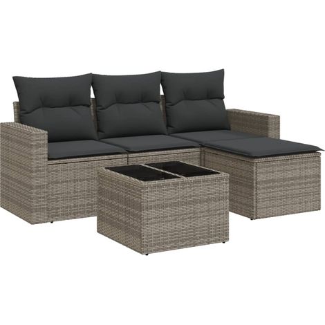Maison Exclusive - 5-tlg. Garten-Sofagarnitur mit Kissen Grau Pol