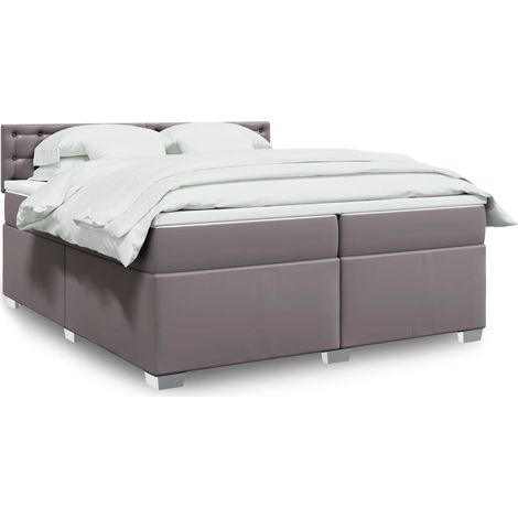 Boxspringbett mit Matratze Grau 200x200 cm Kunstleder (1/5)