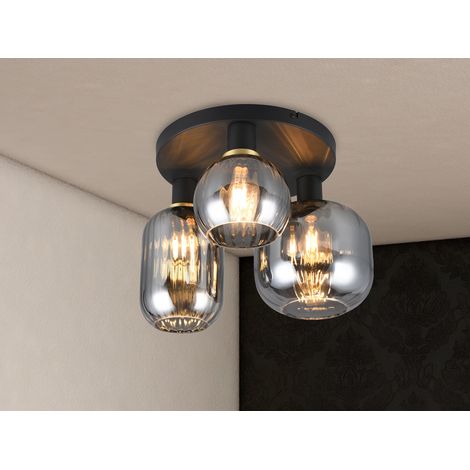 Deckenleuchte DIVA 3-flammig mit Glasschirmen Chrom bedampft, Ø 39cm