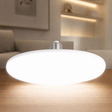 Ampoule LED Soucoupe 30W Blanc E27, PC Haute Transmittance IRC98, Anti-éblouissement Étanche IP65, Ø105mm pour Salon (1/4)