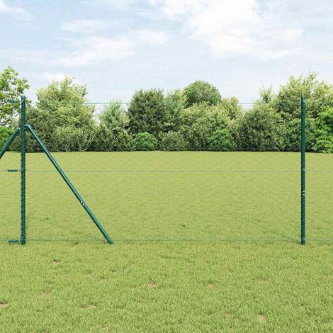 Zaunpfosten Grün 10 x 1,2 m (50 mm Maschen) Stahl und PVC (1/5)