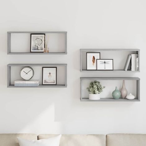 Würfelregale 4 Stk. Grau Sonoma 60x15x23 cm Holzwerkstoff