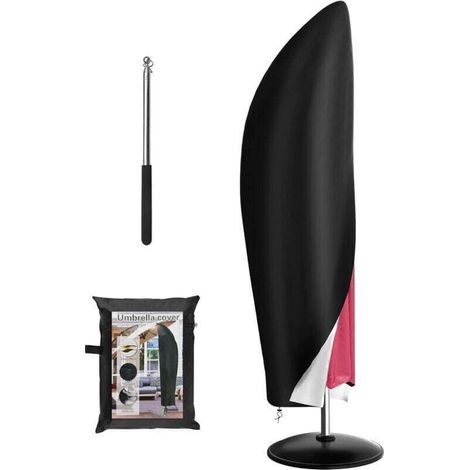 Housse Parasol Deporte avec Perche Télescopique, Housse de Protection pour Parasol en Tissu Oxford 210D , Imperméable, Coupe-Vent, Anti-UV ,pour Parasol de Jardin Exterieur , 265 x 40/70/50 cm (1/4)