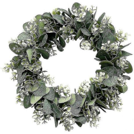 Couronne d'eucalyptus décorative pour maison de ferme, couronne verte artificielle pour porte d'entrée, printemps/été (1/5)