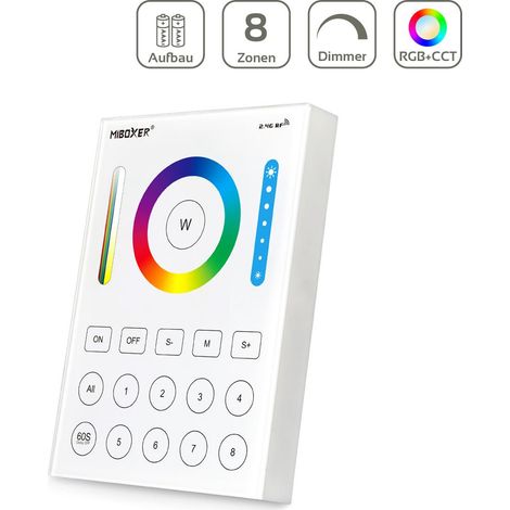 MiBoxer RGB+CCT Wandschalter 8 Zonen Aufbau Dimmen Schalten Farbsteuerung batteriebetrieben B8 (1/5)