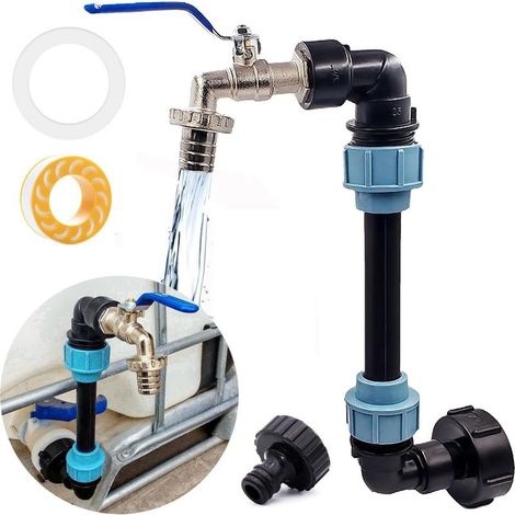 IBC Robinet à col de cygne 3/4", pour réservoir IBC, col de cygne S60 x 6, 3/4", adaptateur IBC, accessoire pour réservoir d\'eau de pluie (1/5)