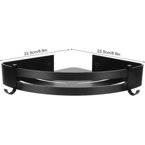 Etagere Angle Salle De Bain - Aluminium - 22 5 X 22 5 Cm - Noir - 1 Unite (1/4)