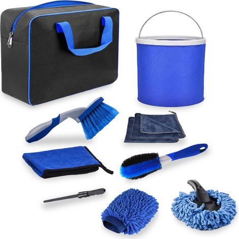 Kit Pulizia Auto Professionale Con 16 Pezzi In Morbido Tessuto Chenille