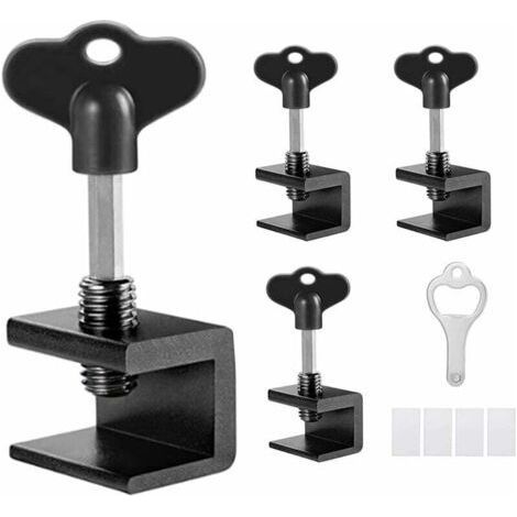 4 Pcs Sliding Window Lock, Sliding Bay Lock, Aluminum Sliding Window Block, Adjustable Sliding Door Block