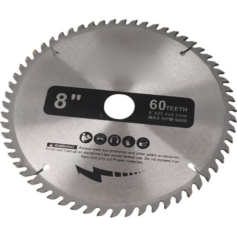 [JAMAIS UTILISÉ]Lame de scie circulaire argentée de 200 mm pour la coupe du bois, 60 dents + 1 bague de réduction (1/5)