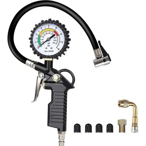 Manomètre de pression des pneus de voiture, gonfleur de pneus 220 psi avec rallonge de valve à 90 degrés, compresseur d'air pour voiture (1/5)