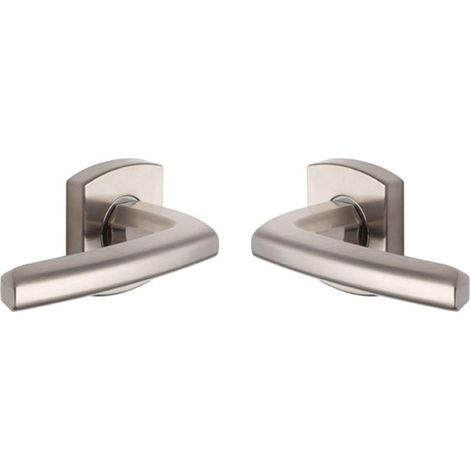 Poignée de Porte SCULT - Béquille et Rosace Carrée Solidarisées Bec de Cane - pour Portes Épaisseur 30 à 48mm - en Zamak - Carré 7mm - Sous-Rosace Comprise - Platine (1/5)