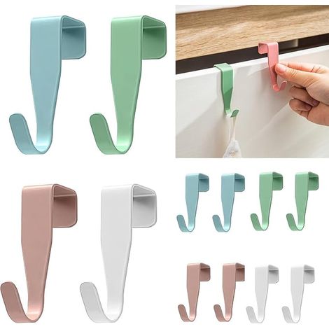 Door Hooks - Coat Hooks for Doors up to 2 cm Carbon Steel - Colorful Door Hooks for Door Without Drilling - Load Capacity for Doors and Cabinets