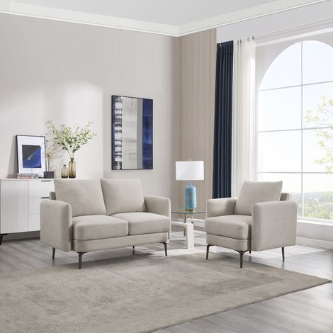 SOFIA MODERN SCANDI STYLE FABRIC LIVING ROOM 1+2 SEATER SOFA SET (1/5)