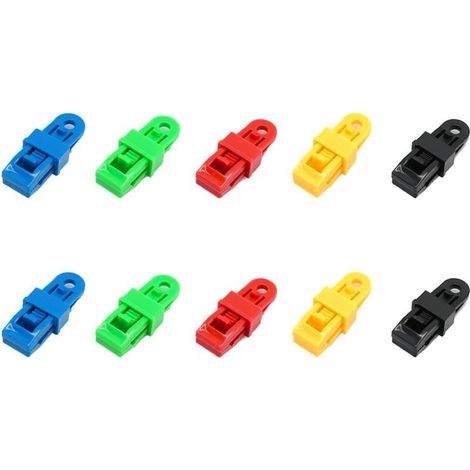 Jeu de 10 Pince pour bache,Clips/Attache /tendeur Elastique de bache,poignée de Verrouillage Robuste et réglable pour bâche et Toile d'ombrage(10pc) (1/5)