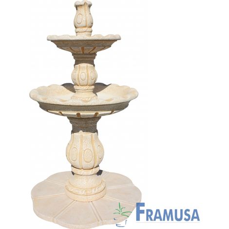 FUENTE DE PIEDRA ARTIFICIAL CENTRAL ROSENDA OCRE CON BOMBA PARA JARDIN