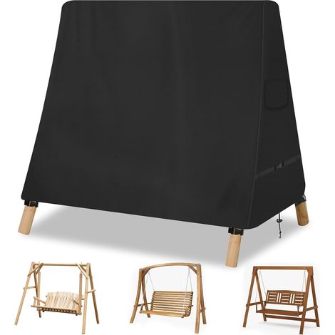 (216 140cm,Schwarz)Housse de BalançOire D'ExtéRieur en Oxford 210Davec Boucles,ImperméAble,UV Housse de Protection pour Balancelle Hollywoodienne (1/5)