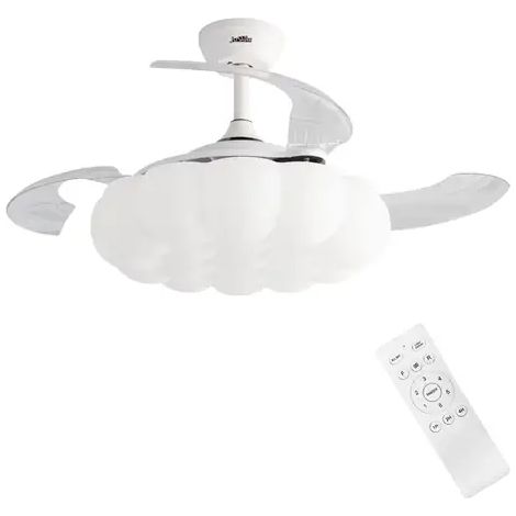Ventilador de techo blanco con luz  Silencioso 45 dB  6 velocidades  Diámetro 107 cm  Motor de cobre (1/5)