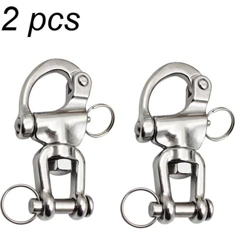 Mousqueton pivotant en acier inoxydable 316 – Charge maximale adaptée pour cordage de spi – Goupille à dégagement rapide – Dimensions 70 mm