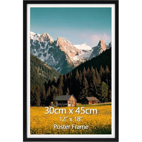 Cadre photo noir 30x45 cm avec passe-partout pour affiche murale (1/5)
