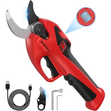 Secateur Electrique Sans Fil,Léger Secateur Electrique Rechargeable par USB Diamètre de Coupe 23 mm, avec Écran LCD (1/5)