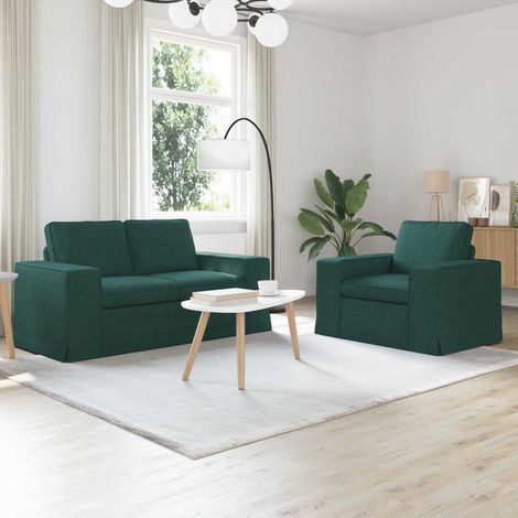 Sofa Set 2 pcs Dunkelgrün 162 x 80 x 82 cm Stoff