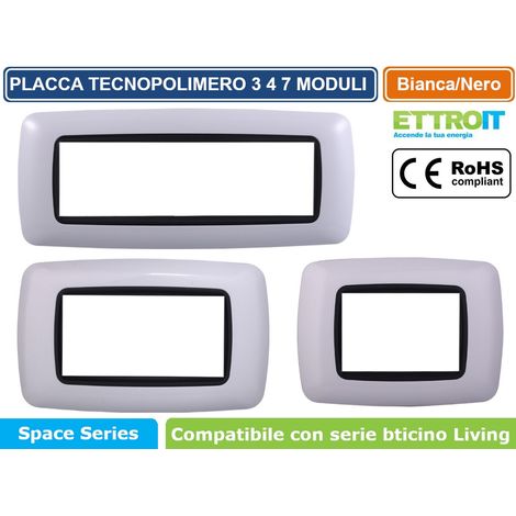 Ettroit placca compatibile Bticino Livinglight 7 moduli plastica bombata colore bianco - LN88701