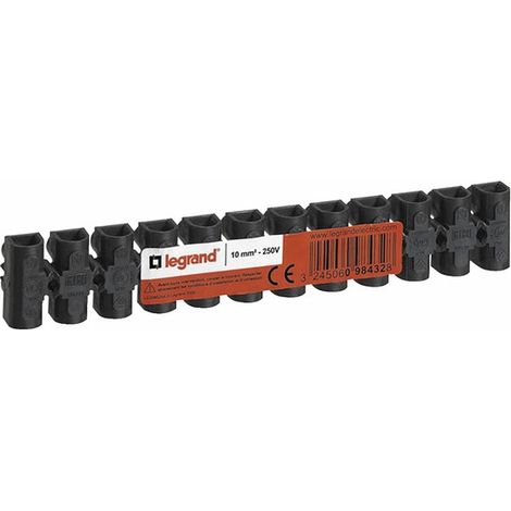 Barette de raccordement à vis NYLBLOC - 6 mm² - 41 A - 12 bornes - noir