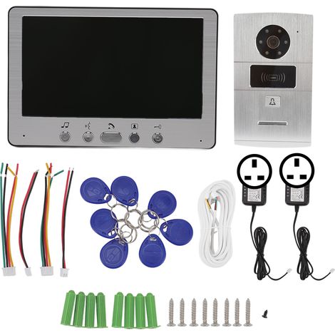 Visiophone sans fil multifonction, sonnette vidéo intelligente pour maison, système d'interphone vidéo, AC 100V-240V, prise UK (1/5)