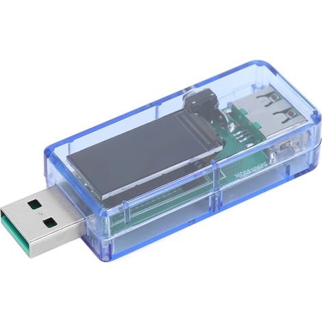 U96 USB-Tester – Präziser Multifunktions-Tester für Spannung, Strom, Leistung und Temperatur – Ladegerät-Tester – Transparentes blaues Gehäuse (1/5)