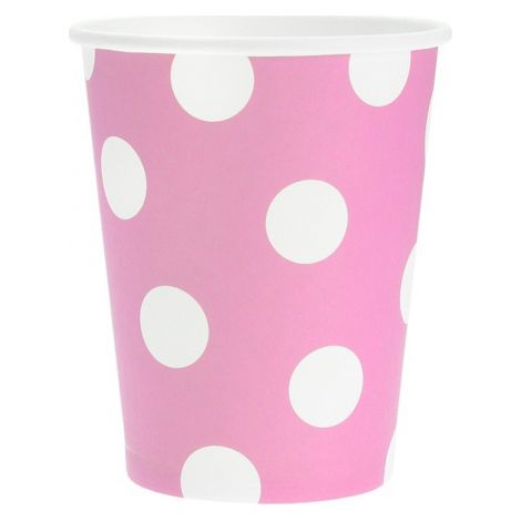Bicchieri di carta, pois rosa, 204U, 270 ml, 6 pezzi  PF-KGJR