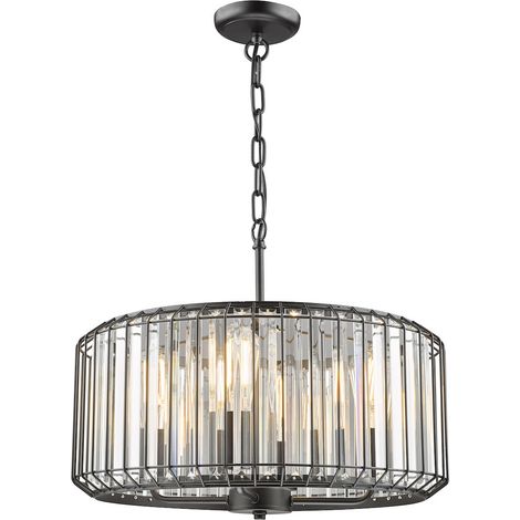 Dar Naeva Plafonnier à 4 lampes en cristal noir satiné (1/5)