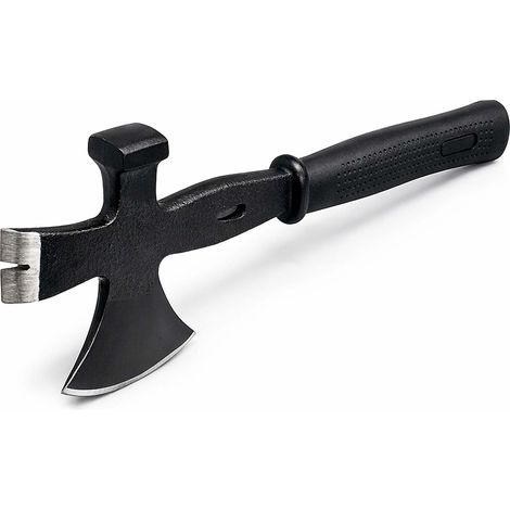 Wiltec 3-in-1 Mehrzweckbeil 350 mm mit Spaltbeil, Hammer, Nageleisen, Brechstange für Outdoor und Baustelle, Überlebenswerkzeug, Axt