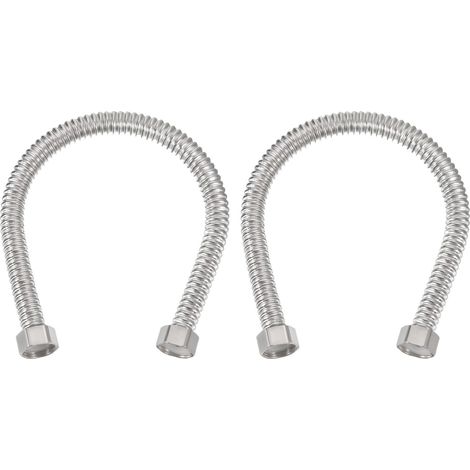 G1/2 x 15,75 Pouces Tuyau Flexible de Chauffe-Eau d'Acier Inoxydable, 2 Pcs Tuyau de Connecteur de Chauffe-Eau Ondulé Durable, pour Raccord de Conduites d'Eau (1/5)